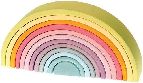 Extra Large 12-Piece Rainbow Tunnel Stacker Toy in Pastel Colors - Wooden Nesting Puzzle for Crea... | Amazon (US)