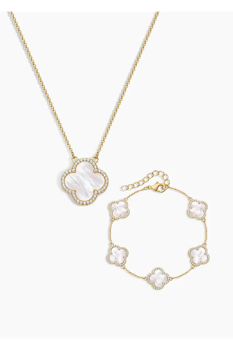 Icon White Clover Bracelet and Necklace - Set of 2 (Women) | Nordstrom | Nordstrom
