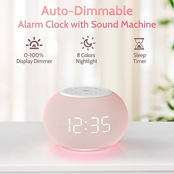 Reacher Auto Dimmable Sound Machine Alarm Clock with Night Lights, 20 Soothing Sounds, Sleep Time... | Amazon (US)