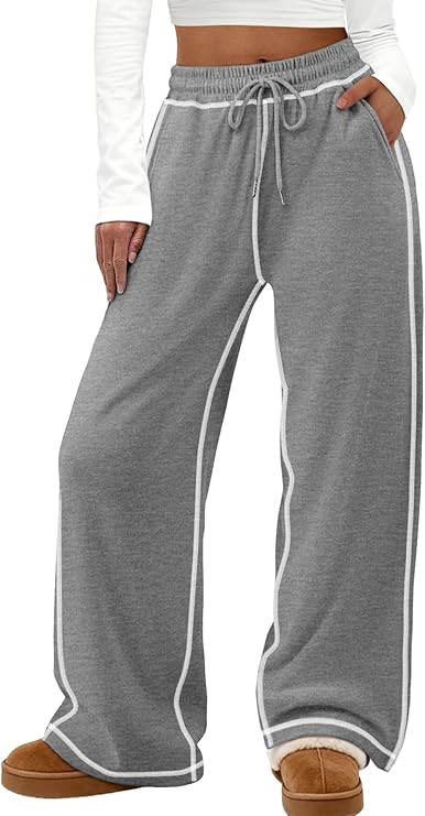 ATHMILE Track Pants Women Sweatpants Wide Leg Straight Drawstring Teen Girl Fall Jogging Soft Lou... | Amazon (US)