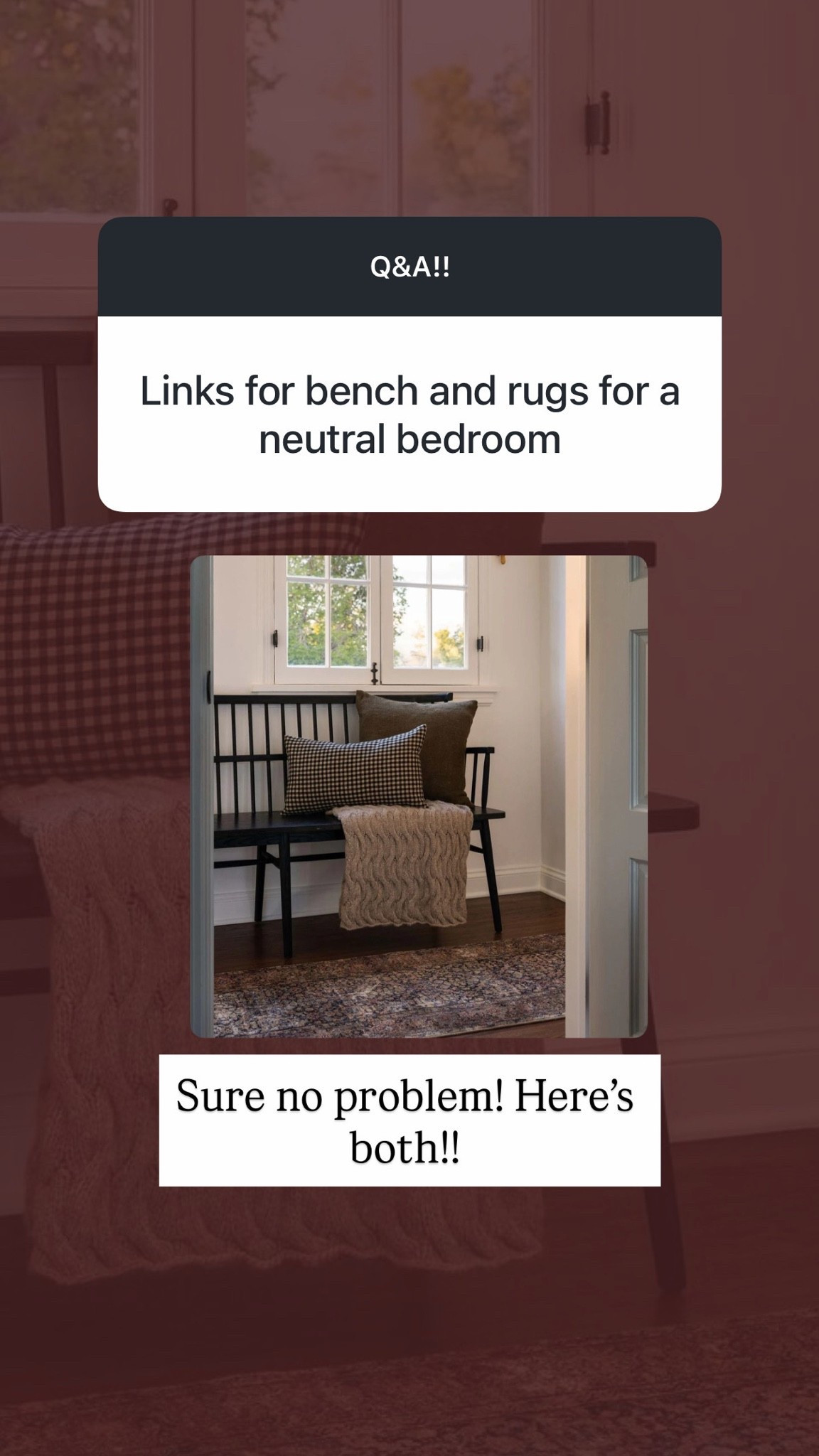 Bench and area rugs!
