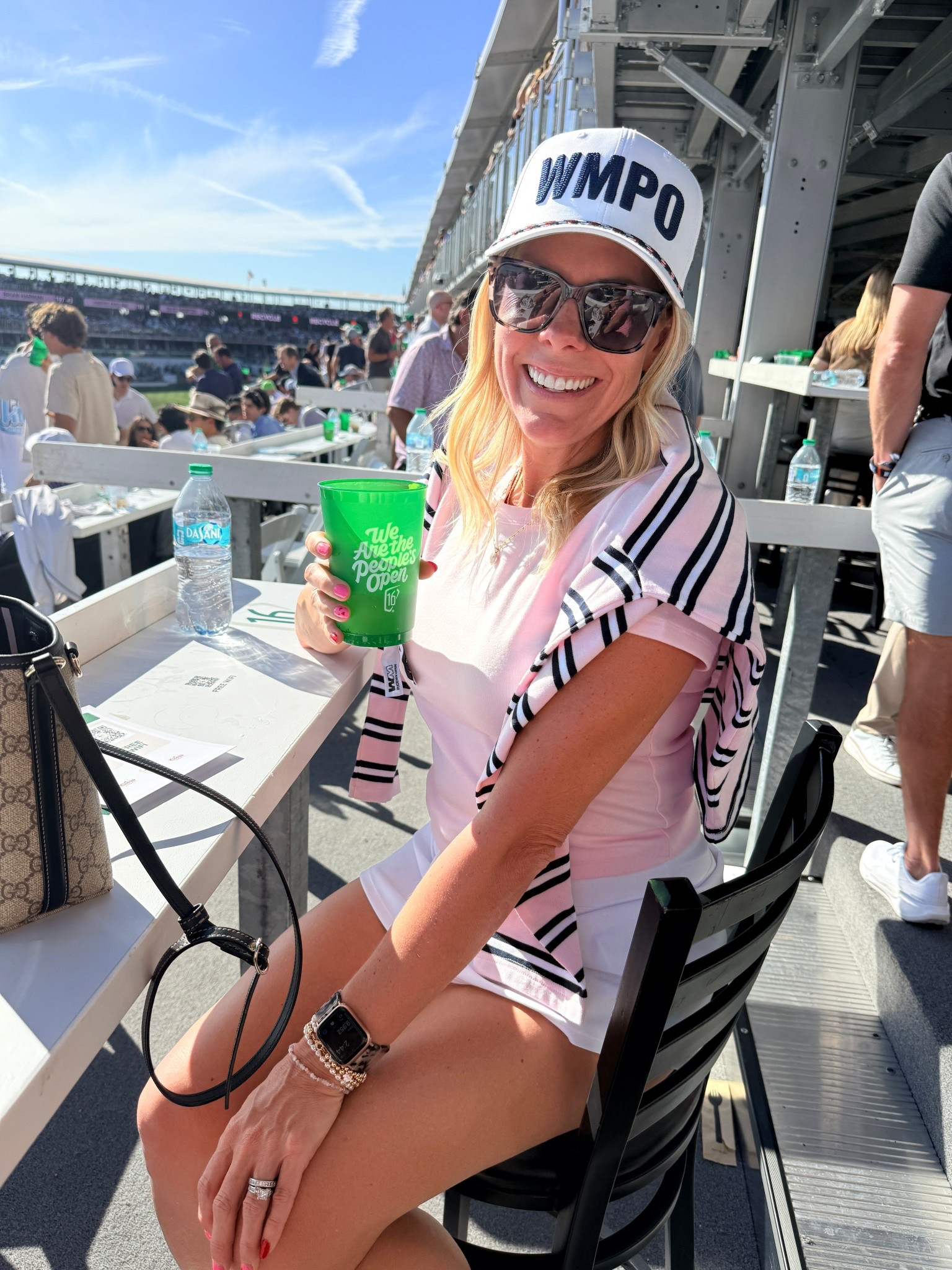 Size small white skirt and medium pink tee. XS striped shirt. Phoenix open golf tournament outfit 

#LTKmomlife #LTKOver40 #LTKootd