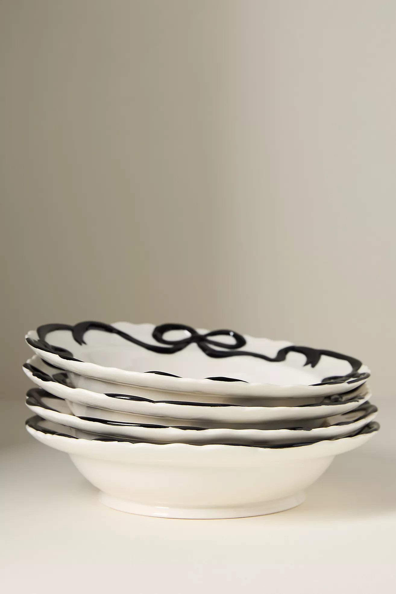 Benedita Bow Stoneware Bowls, Set of 4 | Anthropologie (US)