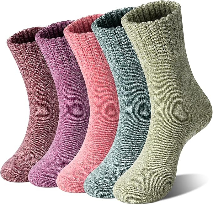 Loritta Wool Socks for Women Warm Winter Socks Knit Crew Calf Hiking Boot Sock Stocking Stuffers ... | Amazon (US)
