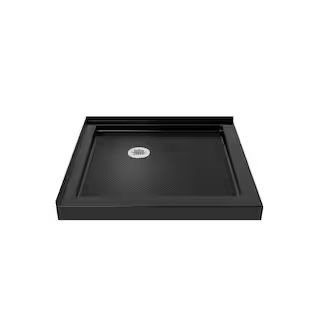 SlimLine 36 in. x 36 in. Double Threshold Shower Base in Black Color | The Home Depot