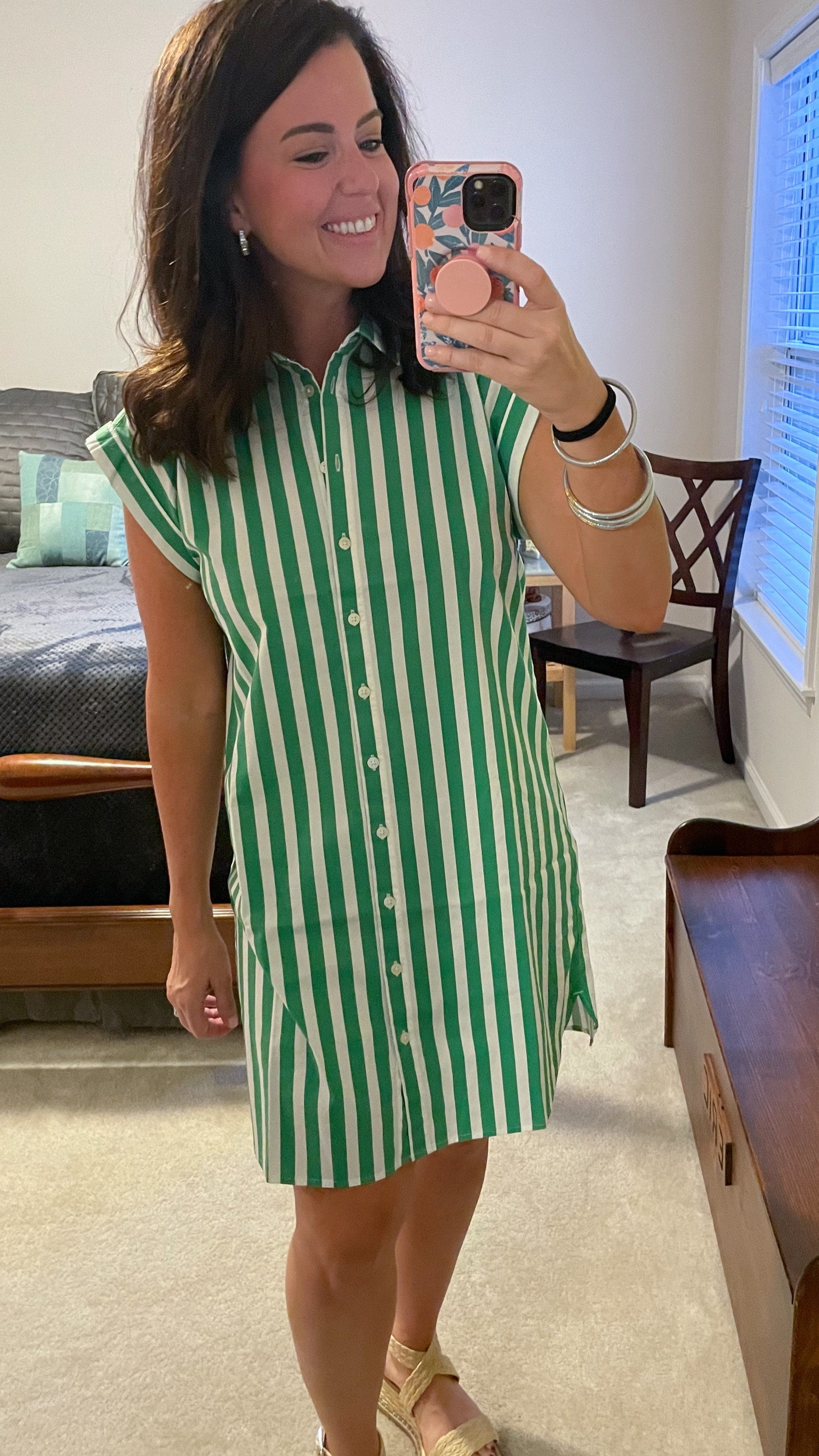 The cutest casual dress! Fully functioning buttons, light cotton with collar and cap sleeves. The vertical stripes are so flattering 🤌🏻 can also be worn unbuttoned as a swim cover! 

#hocwinter 


#LTKTravel #LTKOver40