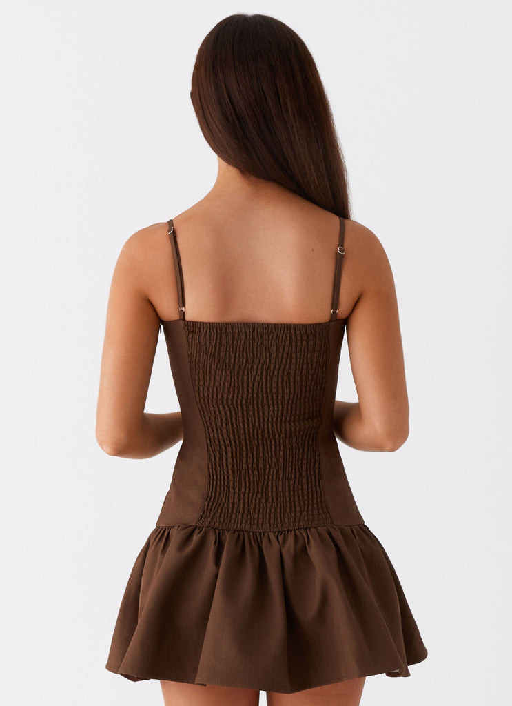 Running Late Mini Dress - Chocolate | Peppermayo (Global)