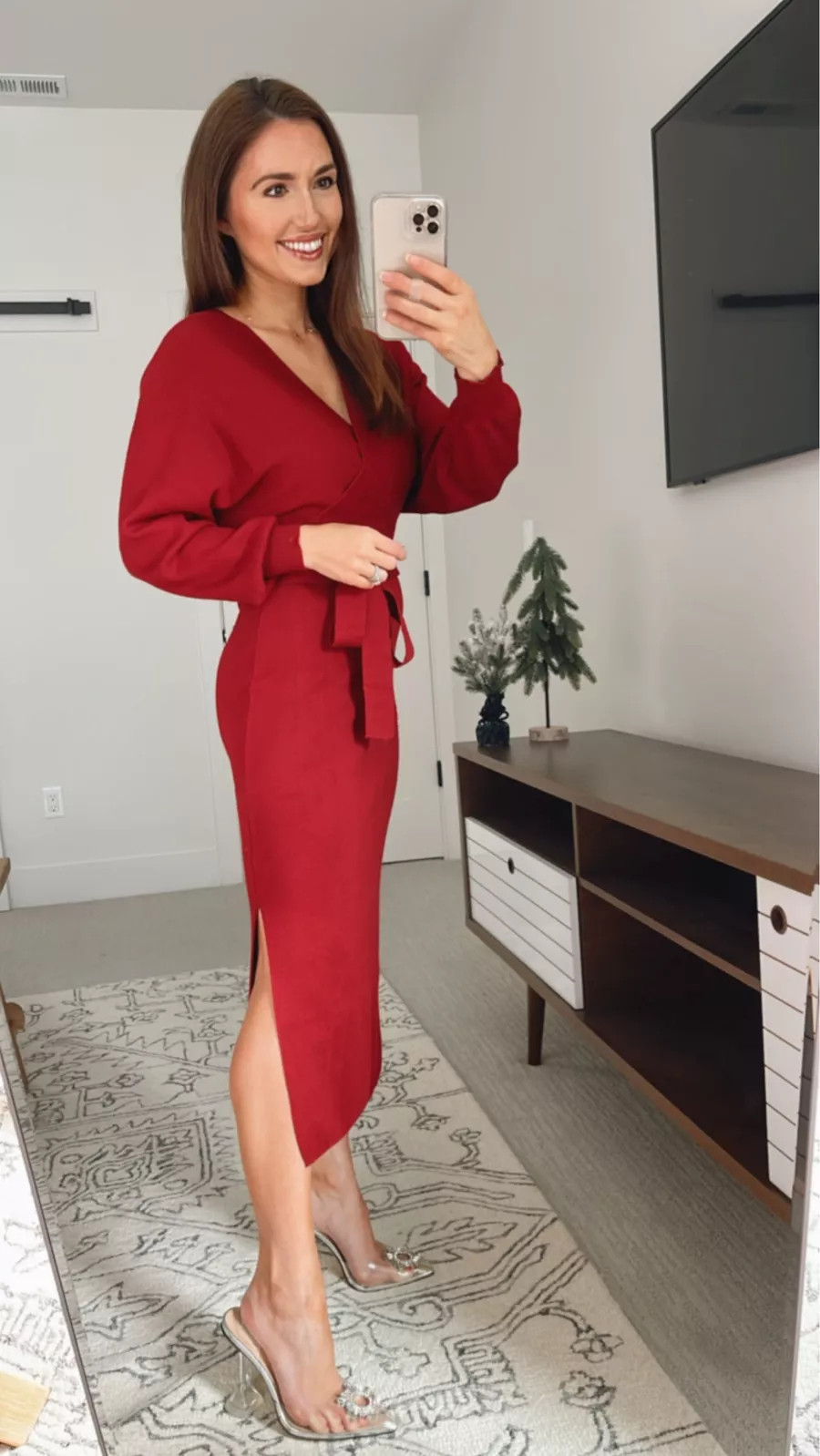 Date Night Outfit Idea Red dress holiday outfit date night outfit wrap dress chic Christmas outfits trendy date looks elegant dress JustJacsy #LTKStyleTip

 

 #LTKHoliday #LTKgrwm #LTKootd