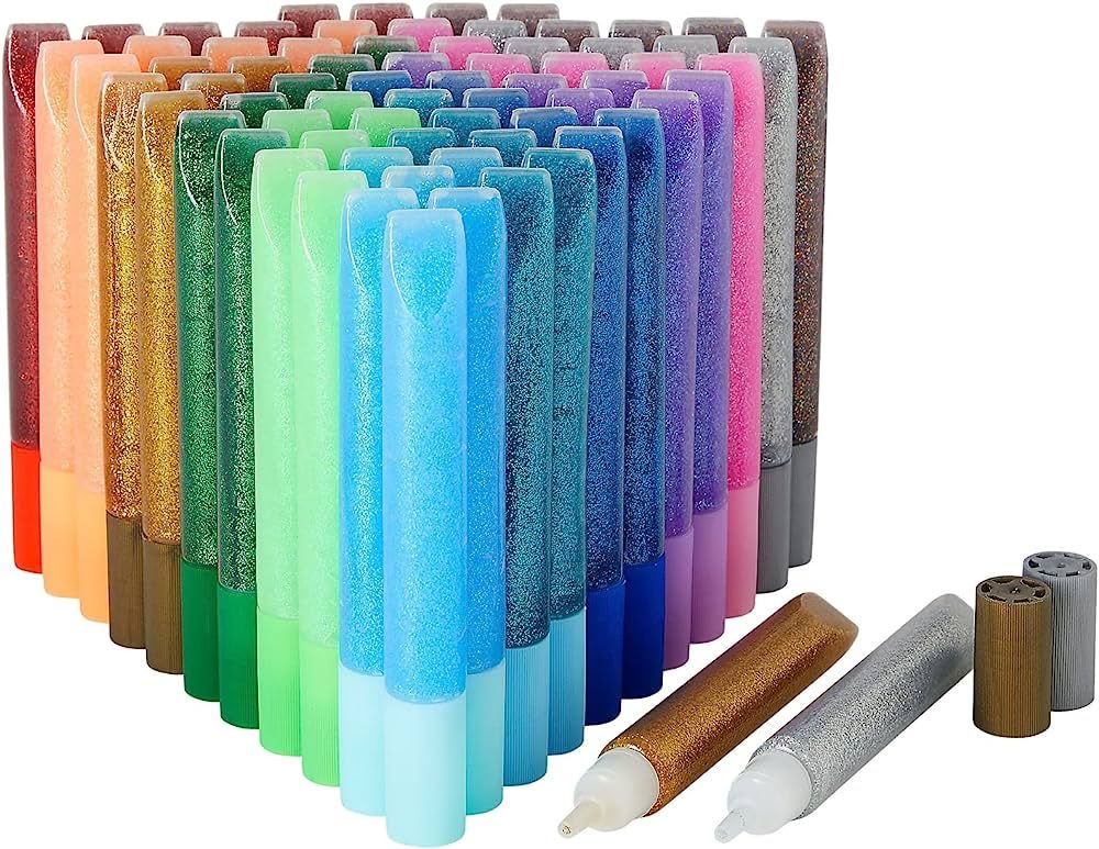 72 Pack Glitter Glue Pens, Rainbow Glue Stick Set for Arts and Crafts Projects, Slime Supplies, S... | Amazon (US)