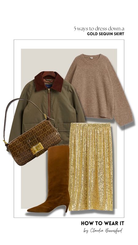 How to wear it: 5 ways to dress down a sequin skirt 
Fendi Baguette Bag from Sellier Knightsbridge
Suede knee high Boots from Ilio Smeraldo x Hannah Strafford-Taylor

#LTKstyletip #LTKSeasonal #LTKFind