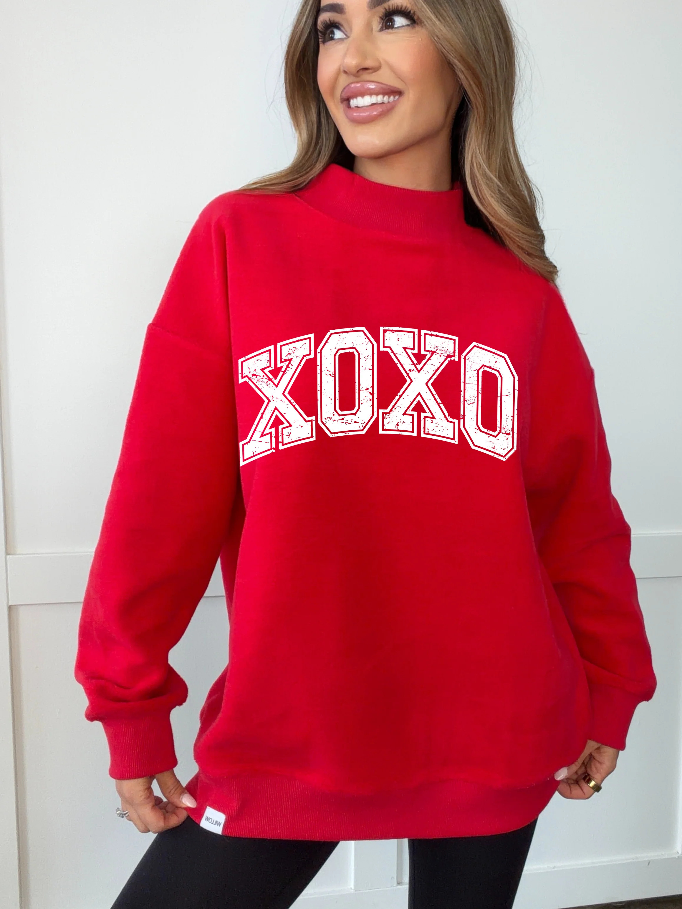 XOXO Tilly Oversized Mock Neck Crew | Willow Boutique