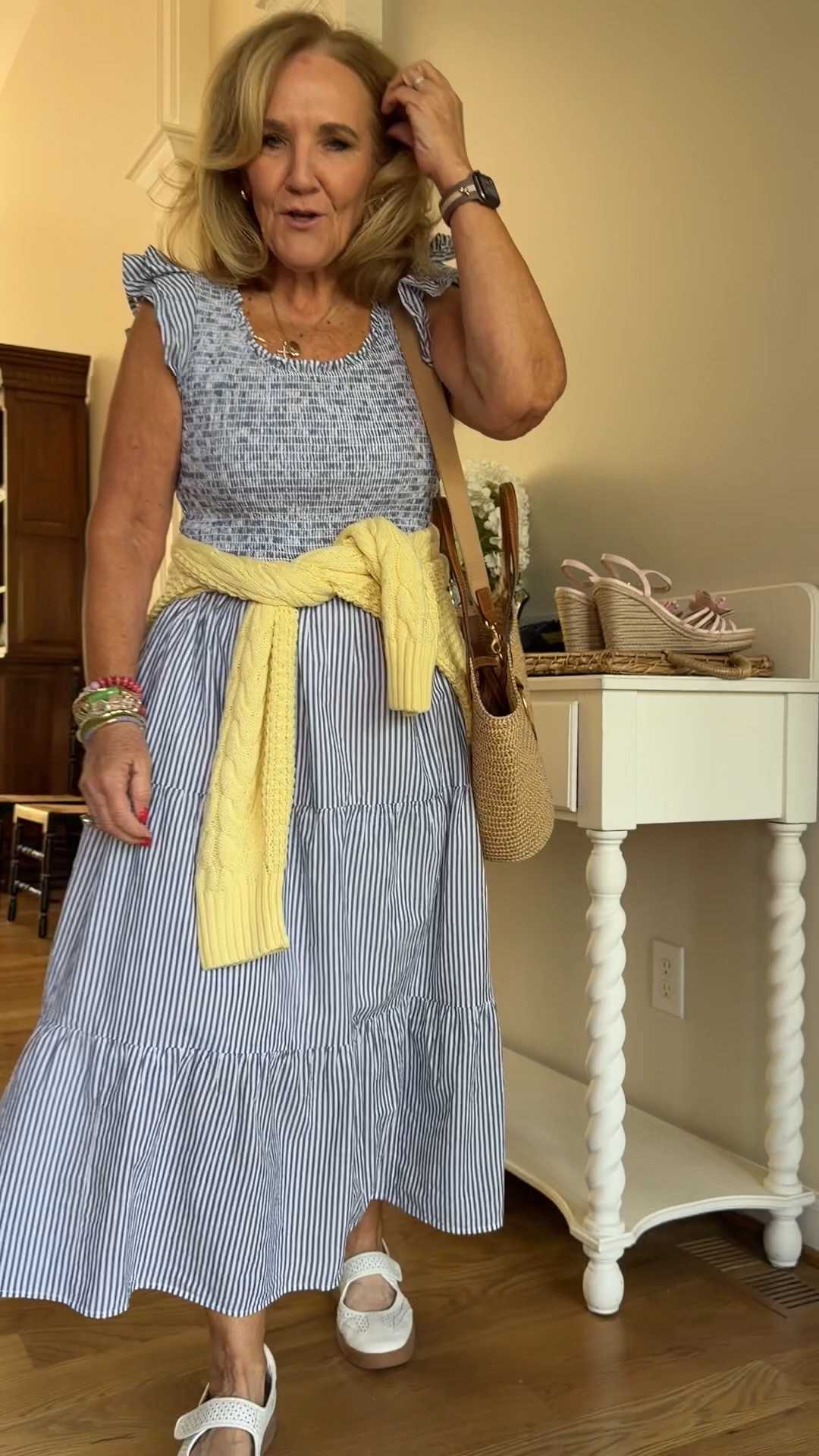 Dress I did size up to a large and glad I did
I’ll link similar sweaters 
Sneakers so comty
20% off my necklaces code TAKE20
20% off my bracelets code NANETTE20
Eric javits bag 10% off with code NANETTE 
CHANGE YOUR SHOES AND ALL OF A SUDDEN YOU ARE A BABY SHOWER OR BRIDAL SHOWER READY


#LTKSeasonal #LTKSaleAlert #LTKOver40

#LTKOver40 #LTKSaleAlert #LTKSeasonal