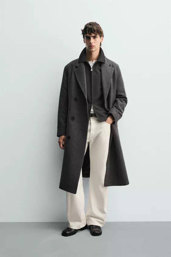 DOUBLE-BREASTED WOOL BLEND COAT WITH BELT | Zara UK