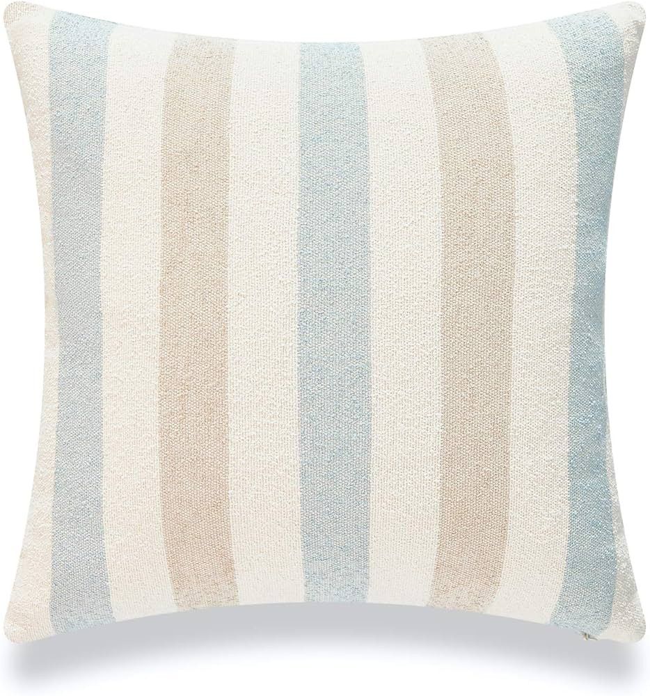 Hofdeco Beach Coastal Decorative Pillow Cover ONLY for Couch, Sofa, or Bed, Light Blue Tan Taupe ... | Amazon (US)