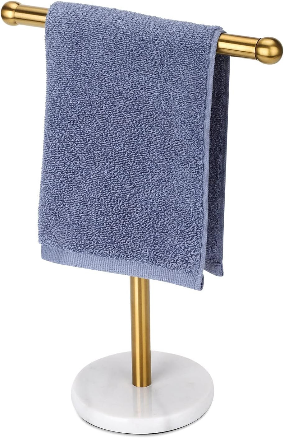 Gold Hand Towel Holder Stand with Heavy Marble Base, T-Shape Towel Rack, Free-Standing for Bathro... | Amazon (US)