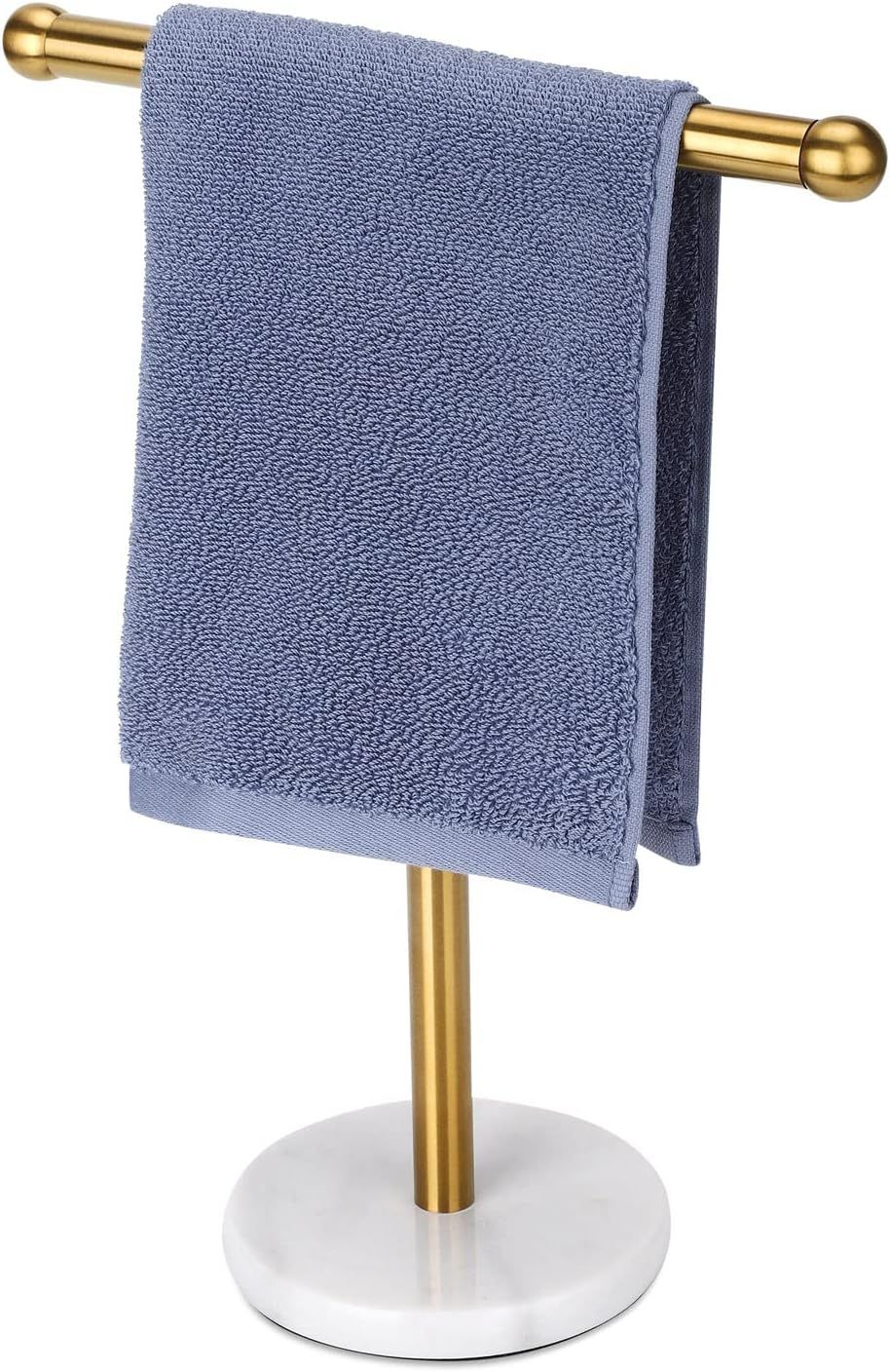 Gold Hand Towel Holder Stand with Heavy Marble Base, T-Shape Towel Rack, Free-Standing for Bathro... | Amazon (US)