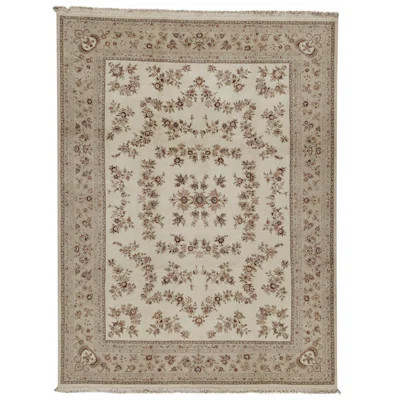 High-Quality Hand-Knotted Ivory And Beige Area Rug | Wayfair North America