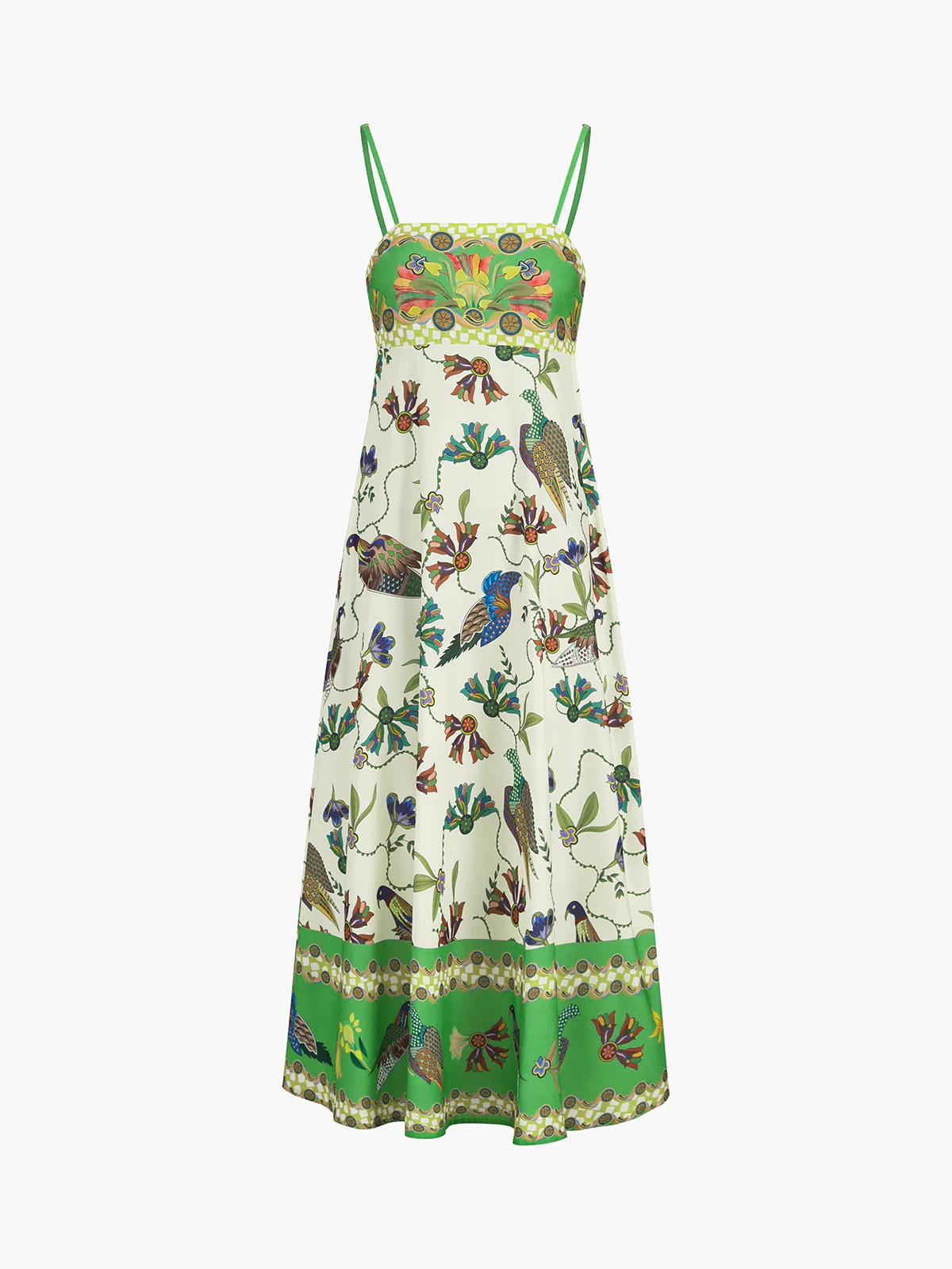 Birdie Print Pockets Cami Long Dress | Commense