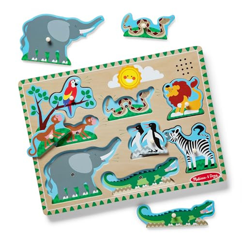 Melissa & Doug Zoo Animals Sound Puzzle - Wooden Peg Puzzle With Sound Effects (8 pcs) | Amazon (US)