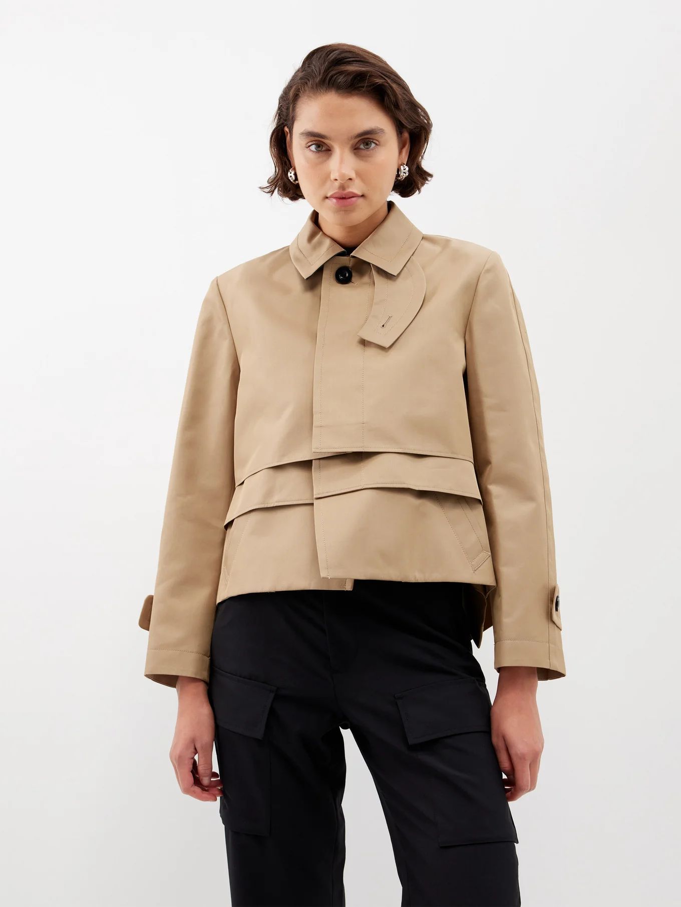 Layered-hem cotton-blend gabardine jacket | Matches (US)