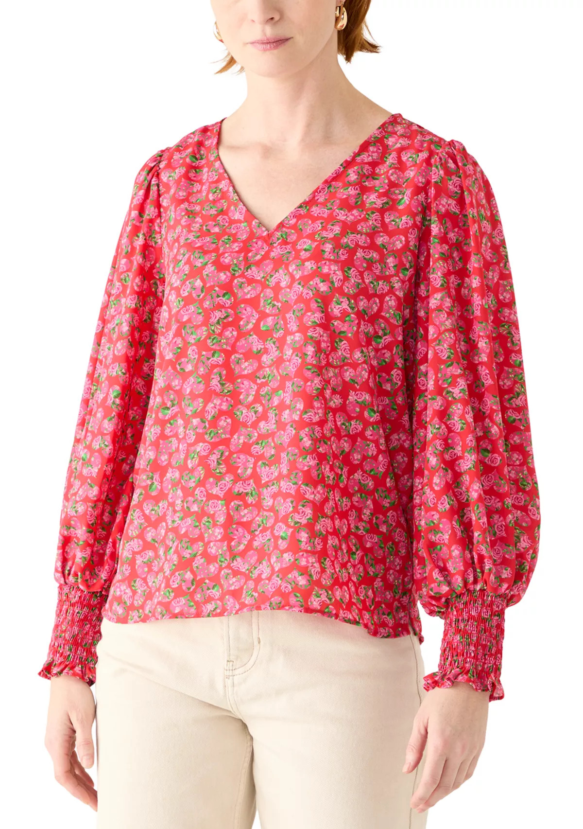 CeCeWomen's Floral Heart Print Blouse | Belk
