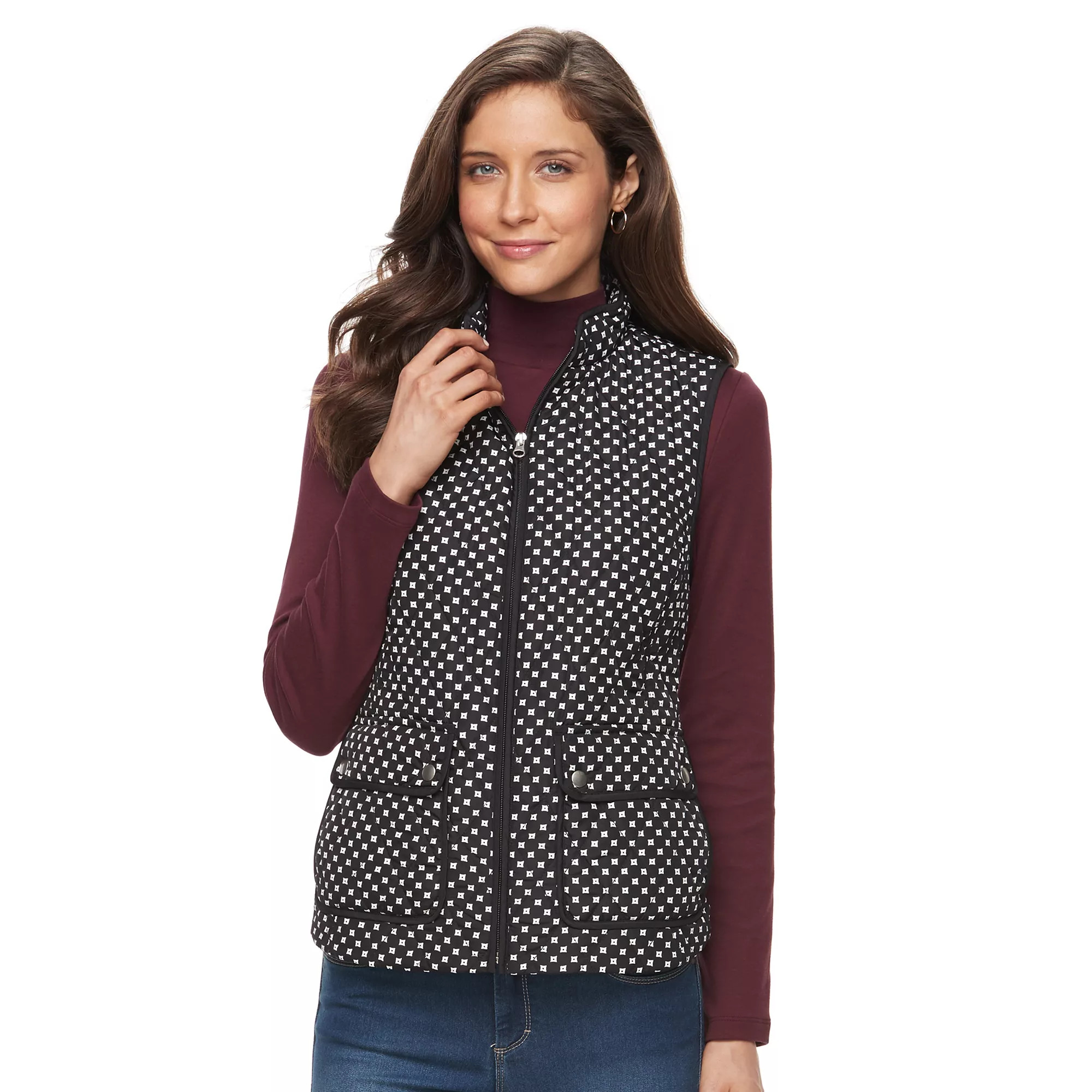 Women's Croft & Barrow® Zip-Up Quilted Vest | Kohl's