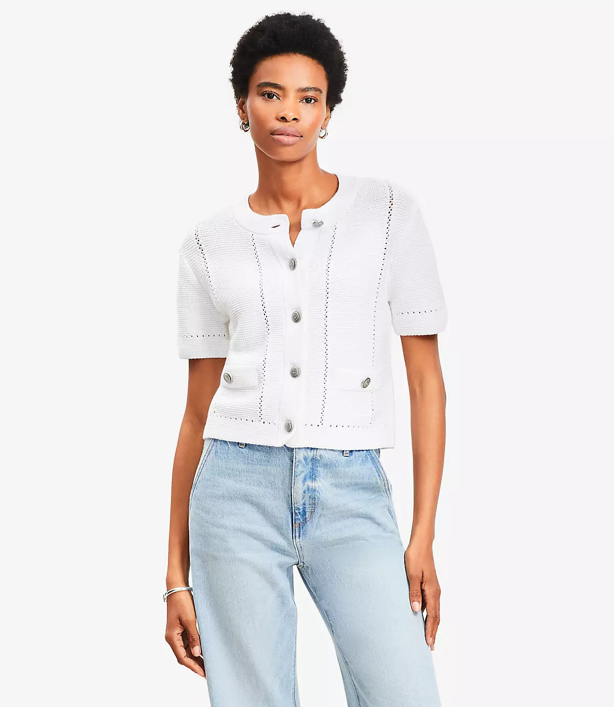 Link Stitched Sweater Jacket | LOFT