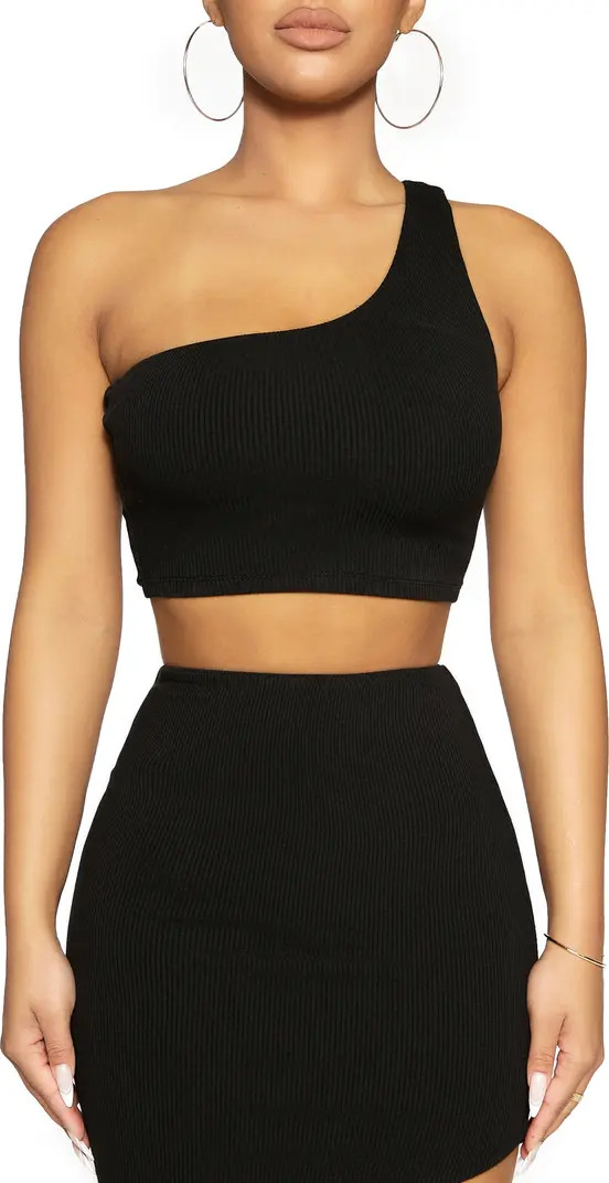 Naked Wardrobe Microrib One-Shoulder Crop Tank | Nordstrom | Nordstrom