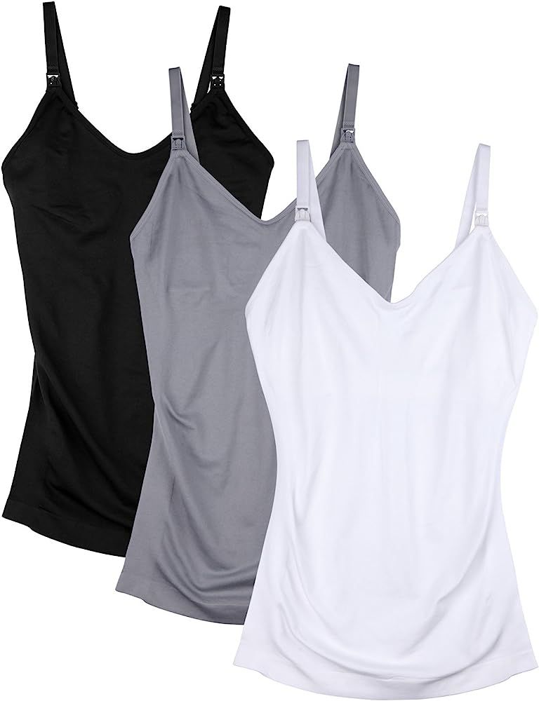 Womens Maternity Nursing Tank Cami for Breastfeeding with Adjustable Straps | Amazon (US)