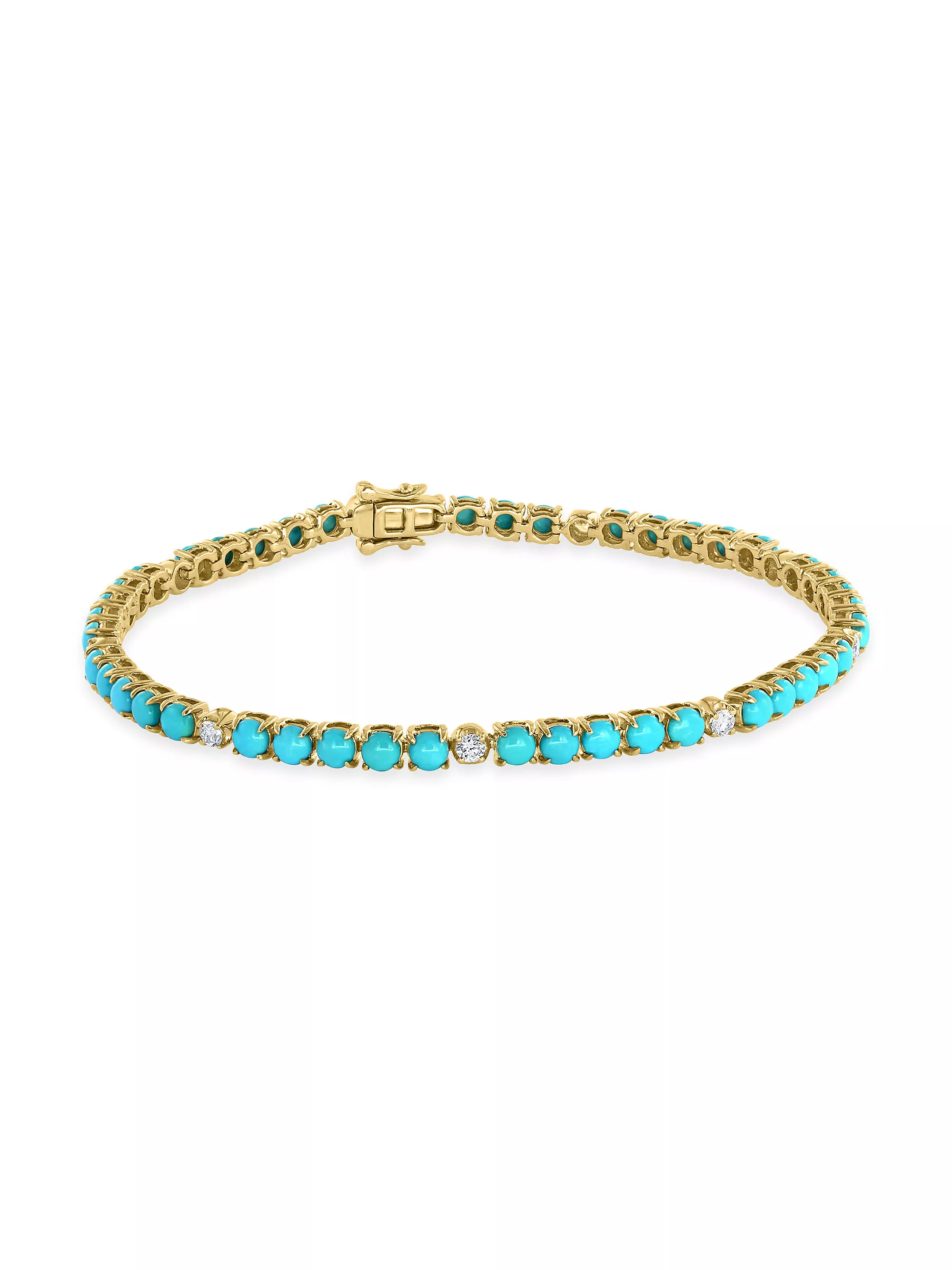 14K Yellow Gold, Diamond & Turquoise Bracelet | Saks Fifth Avenue