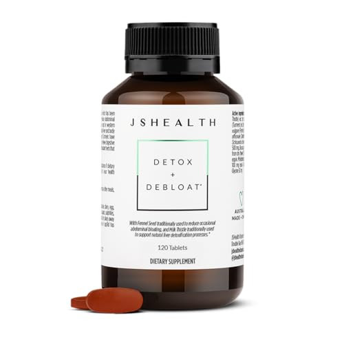 JSHealth Detox + Debloat. Bloating Relief for Women with Milk Thistle, Turmeric, and Fennel. Liver Health and Gut Support. Nutritionist-Formulated (120 Tablets) | Amazon (US)