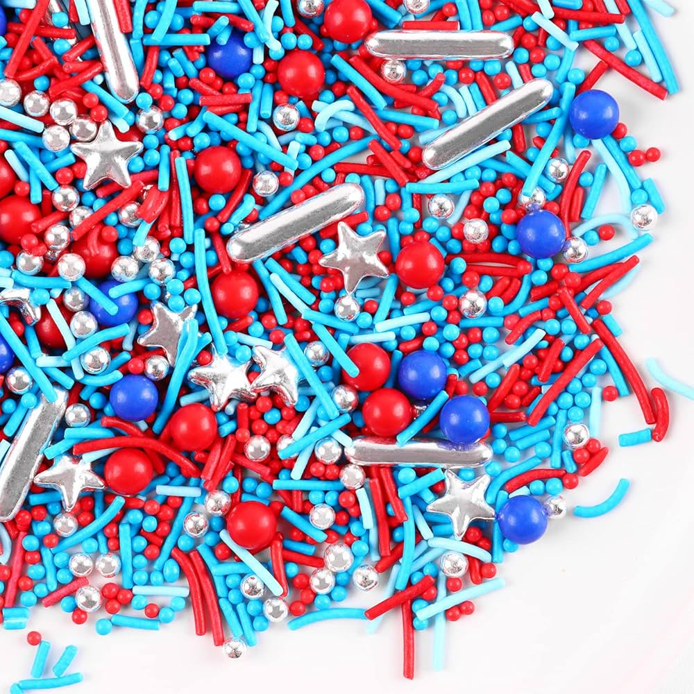 Patriotic Nonpareils Sprinkles for Cake Decorating, 4th of July Independence Day Memorial Day Red... | Amazon (US)