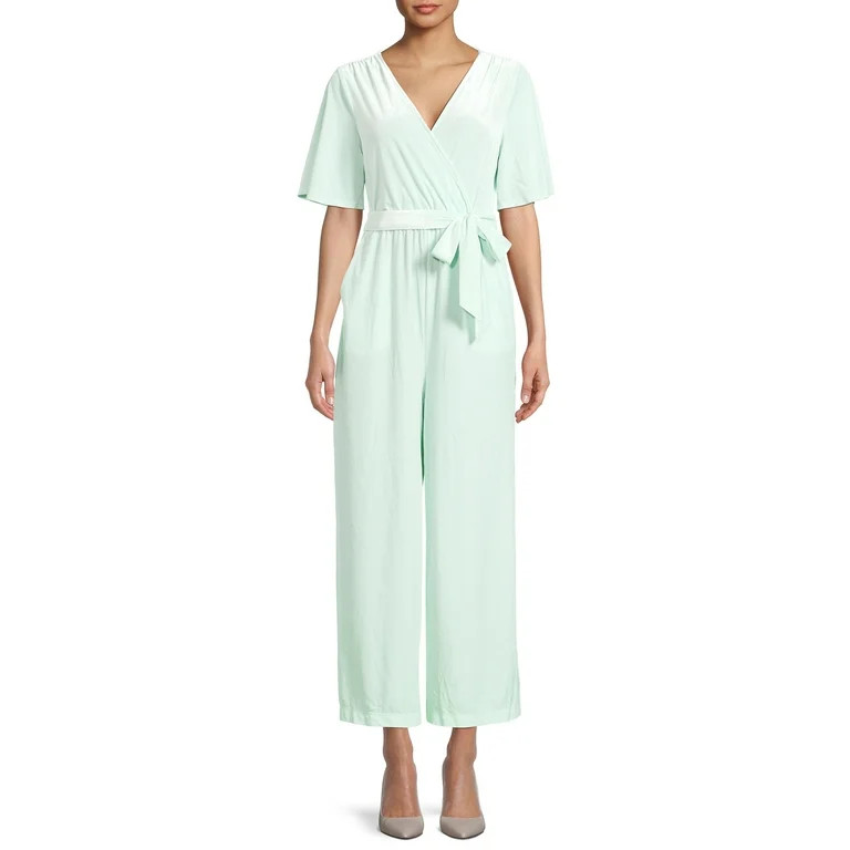 The Get Women's Velvet Wrap Bodice Jumpsuit | Walmart (US)