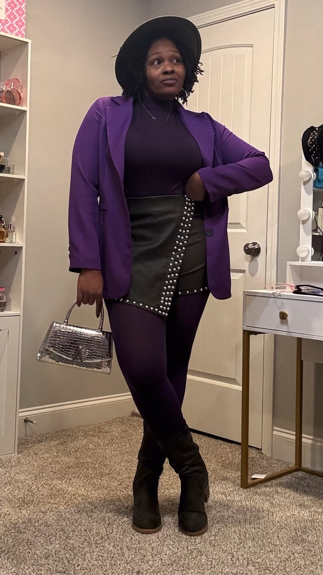 Oh Yes Me’em!!!  💜💜💜🍀🍀🍀

Try pairing colors you typically wouldn’t see together to make your look stand out !

Bodysuit is an XL
Blazer & Skort are a L

#LTKStyleTip #LTKWatchNow #LTKOver40