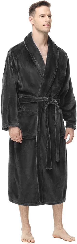 Yurhap Mens Fleece Robe, Soft Plush Robe for Men, Fluffy Bathrobe with Belt & 2 Pockets | Amazon (US)