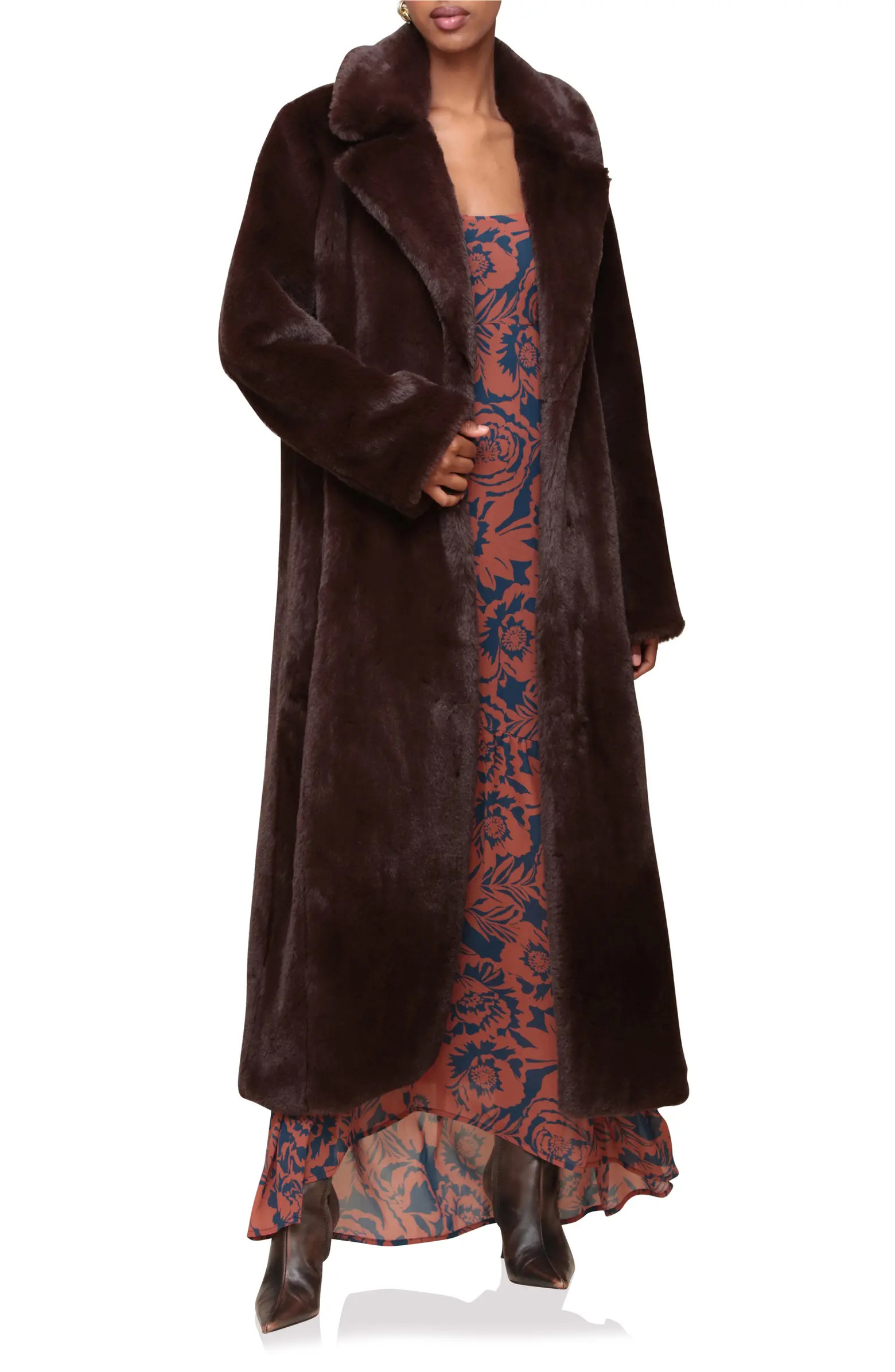 Notch Collar Faux Fur Coat | Nordstrom