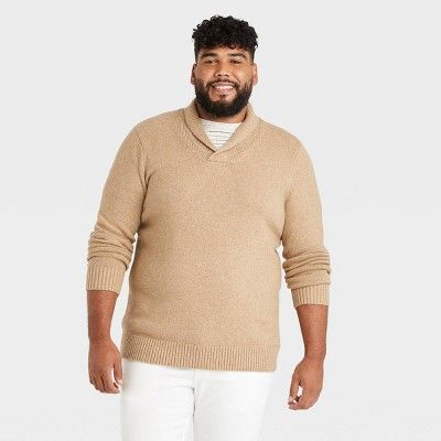 Men&#39;s Tall Regular Fit Collared Pullover Sweater - Goodfellow &#38; Co&#8482; Dark Brown MT | Target
