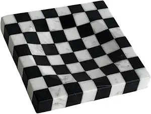 Marble Stone Black and White Checkerboard Square Small Splicing Mosaic Tray Jewelry Dish (Black a... | Amazon (US)