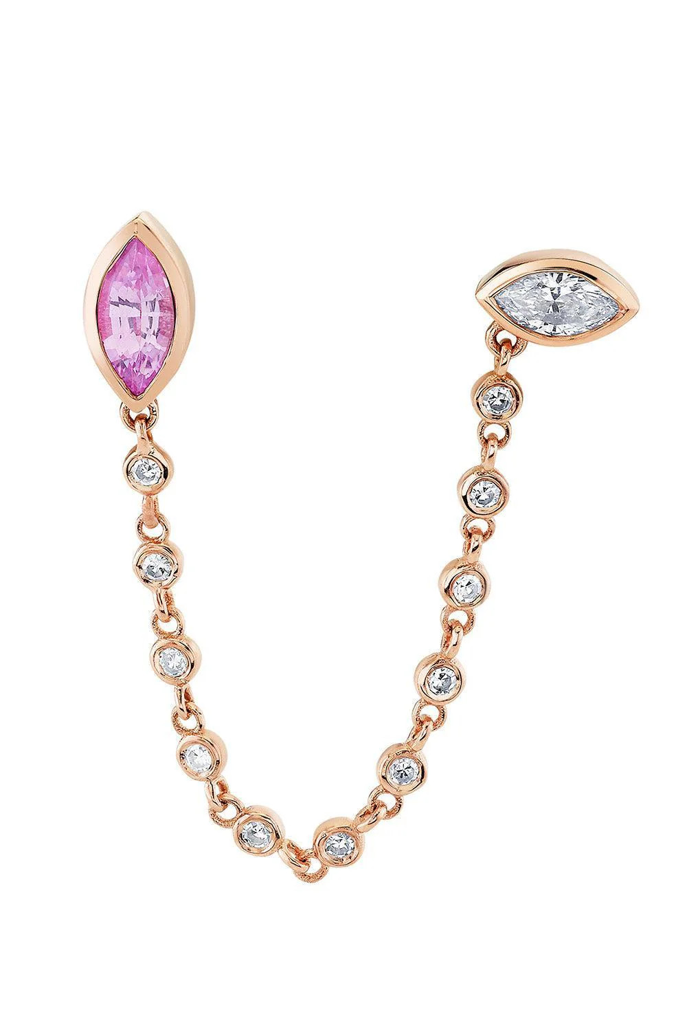 Pink Sapphire Diamond Duo Chain Stud Earring | SHAY JEWELRY | Marissa Collections