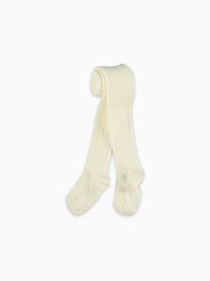 Off White Ribbed Kids Tights | La Coqueta (US)