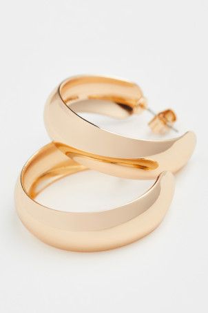 Wide hoop earrings - Gold-coloured/Brushed - Ladies | H&M GB | H&M (UK, MY, IN, SG, PH, TW, HK)