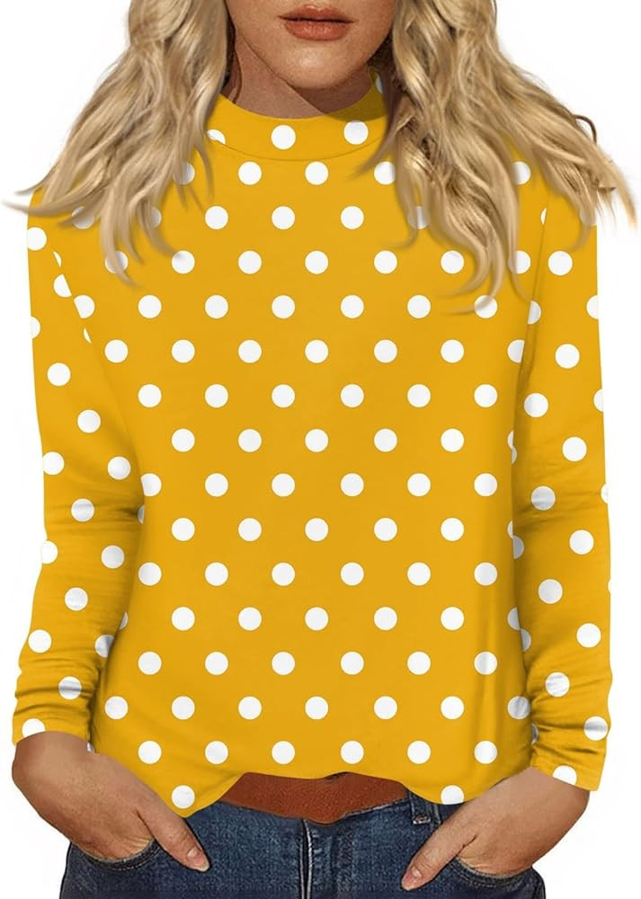 Womens Long Sleeve Tops Mock Neck Layering Funny Tshirts Shirts Dressy Casual Loose Fit Lightweig... | Amazon (US)