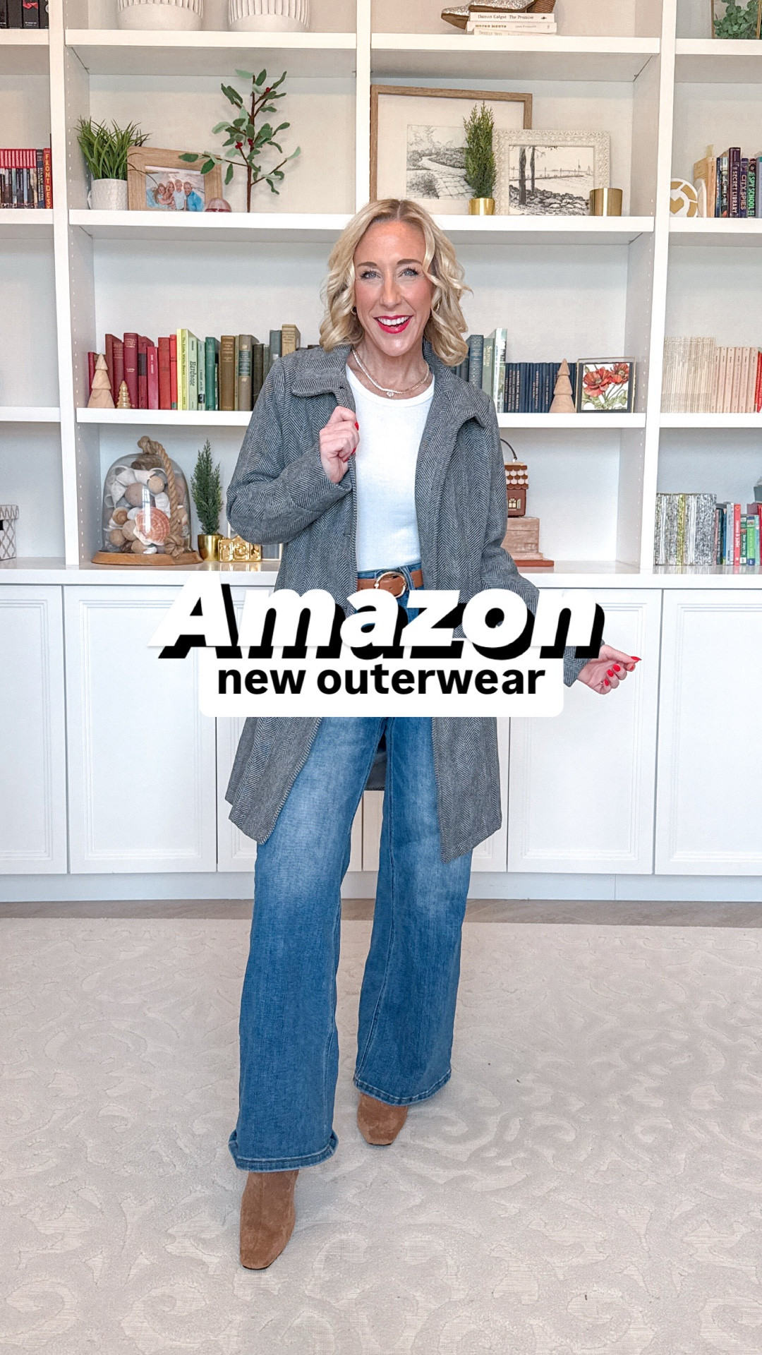 Amazon; new outerwear-
• White long sleeve t-shirt - size small.
• Wide leg jeans - size 25.
• Boots - tts.
• Belt - smallest size.
1. Single Breasted Wool Trench Coat - size small. 4 colors.
2. Faux Suede Double Breasted Long Trench Coat - size small. 4 colors.
3. Fuzzy Sherpa Button Vest - size small. 7 colors. 
• Black long sleeve shirt - size small.
• Black leggings - size small.
• Sneakers - tts.
4. Fleece Fuzzy Zip Up Vest - size small. 6 colors. 

#LTKSeasonal #LTKFindsUnder50 #LTKOver40