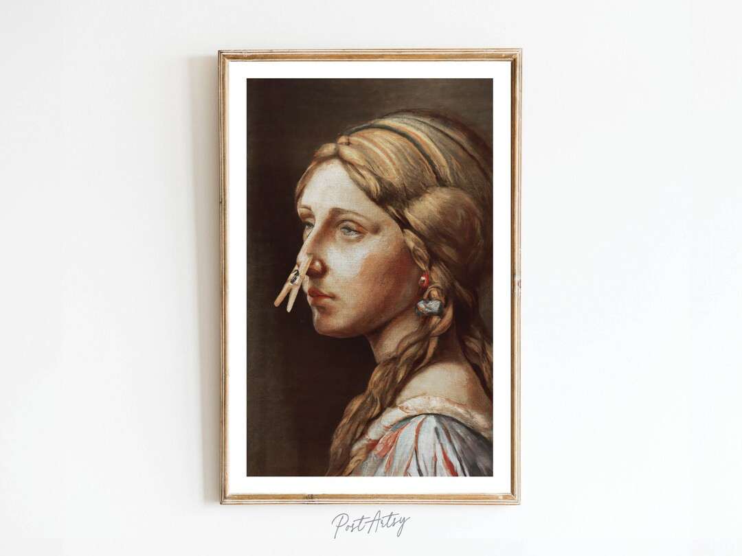 Lady Painting Bathroom Art Funny Poster Print Vintage Midcentury Wall Art Toilet Humor Classical ... | Etsy (US)