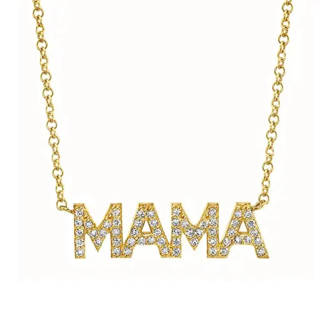 Mama Pave Crystal Necklace - Ahava J | Ahava Jewels