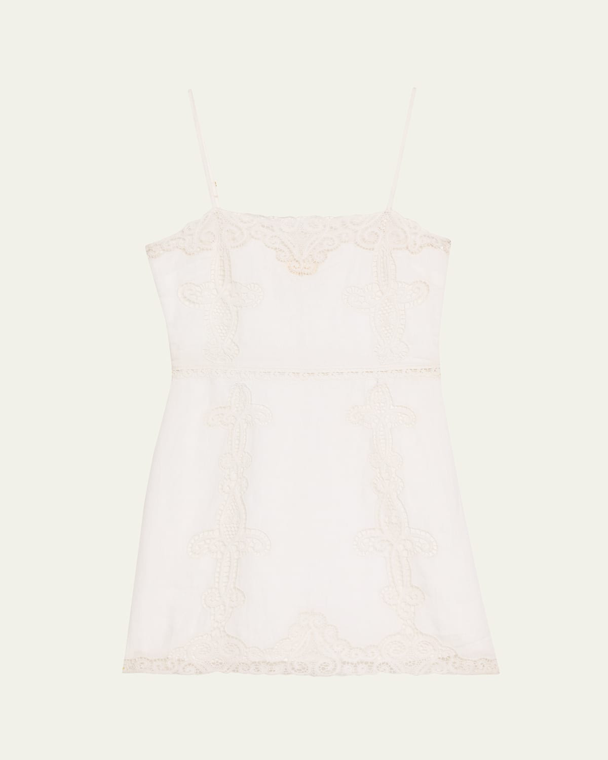 Olivine Linen Crochet Lace Mini Dress | Bergdorf Goodman