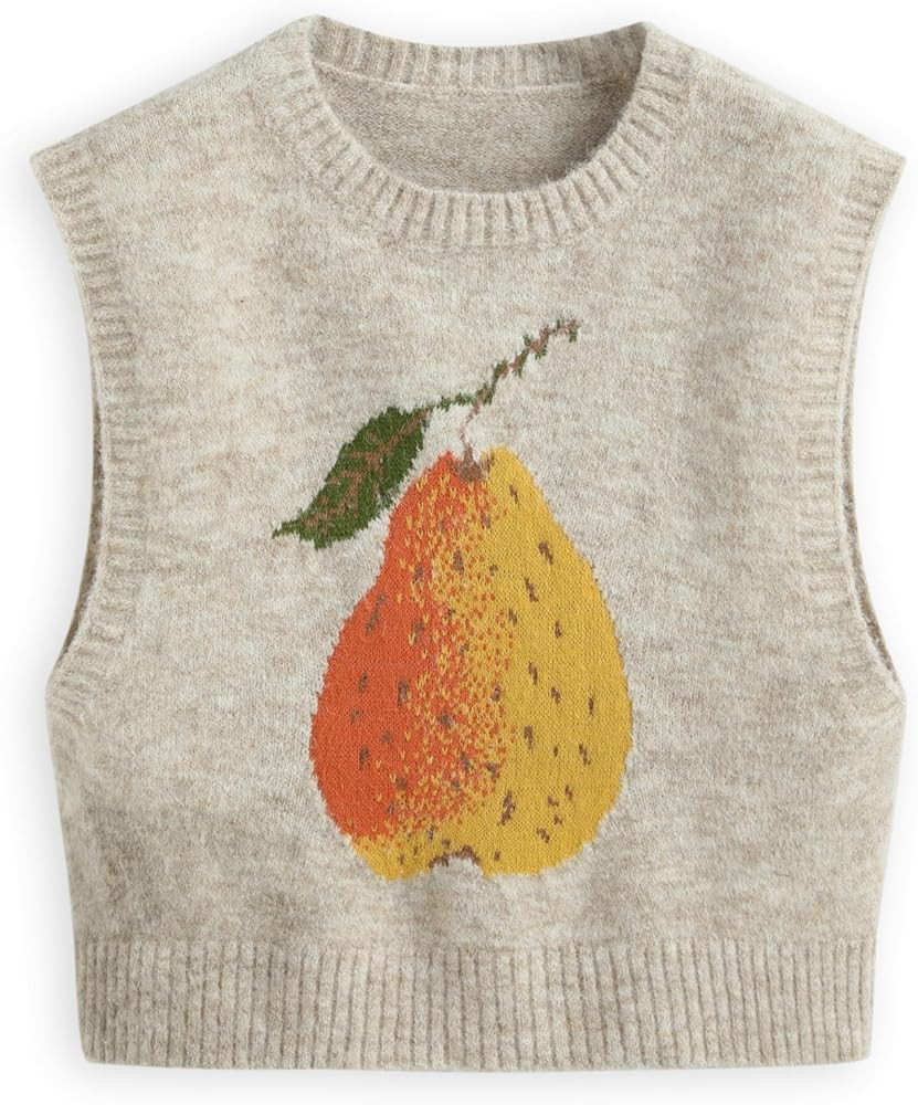 CIDER Women’s Sweater Vest Knit Sleeveless Pear Cute Graphic Sweater Vest Tank Top Fall Outfits | Amazon (US)
