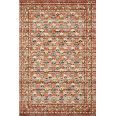 Rifle Paper Co. x Loloi Courtyard Terracotta Area Rug feat. CloudPile | Wayfair North America