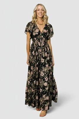 Lynlee Metallic Maxi Dress | Black + Mauve | Baltic Born