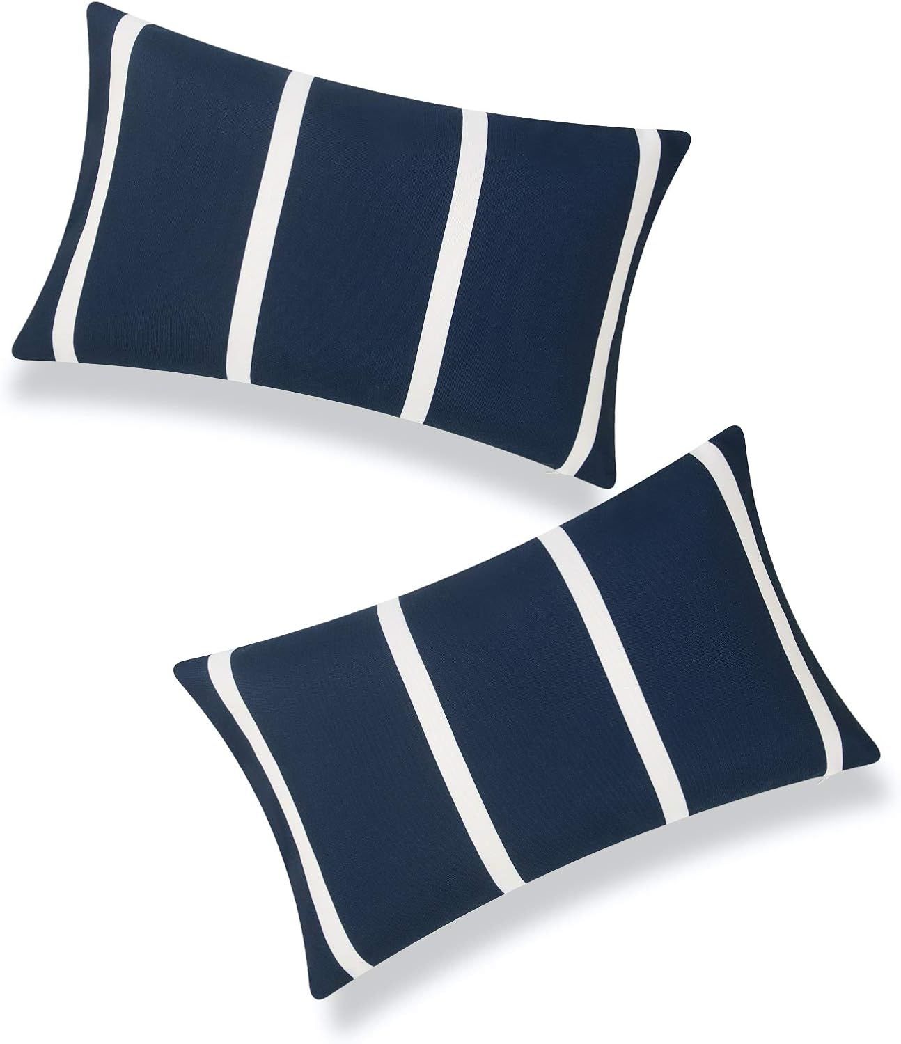 Hofdeco Patio Indoor Outdoor Lumbar Pillow Cover ONLY for Backyard, Couch, Sofa, Dark Navy Blue W... | Amazon (US)